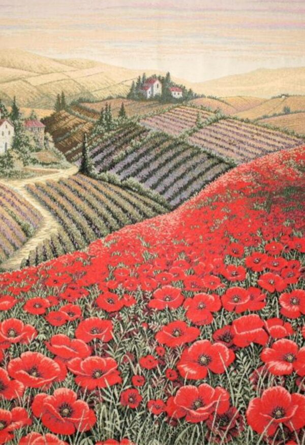 Arazzo Papaveri "paesaggio" Toscano Atelier D'Oriente