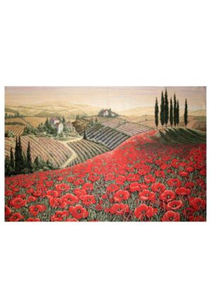 Arazzo Papaveri "paesaggio" Toscano Atelier D'Oriente