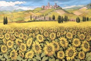 Arazzo Girasoli "paesaggio" Toscano Atelier D'Oriente
