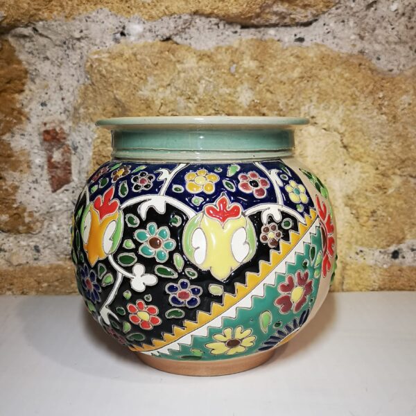 Cachepot Persiano a rilievo con manici 13x15 cm Atelier D'Oriente